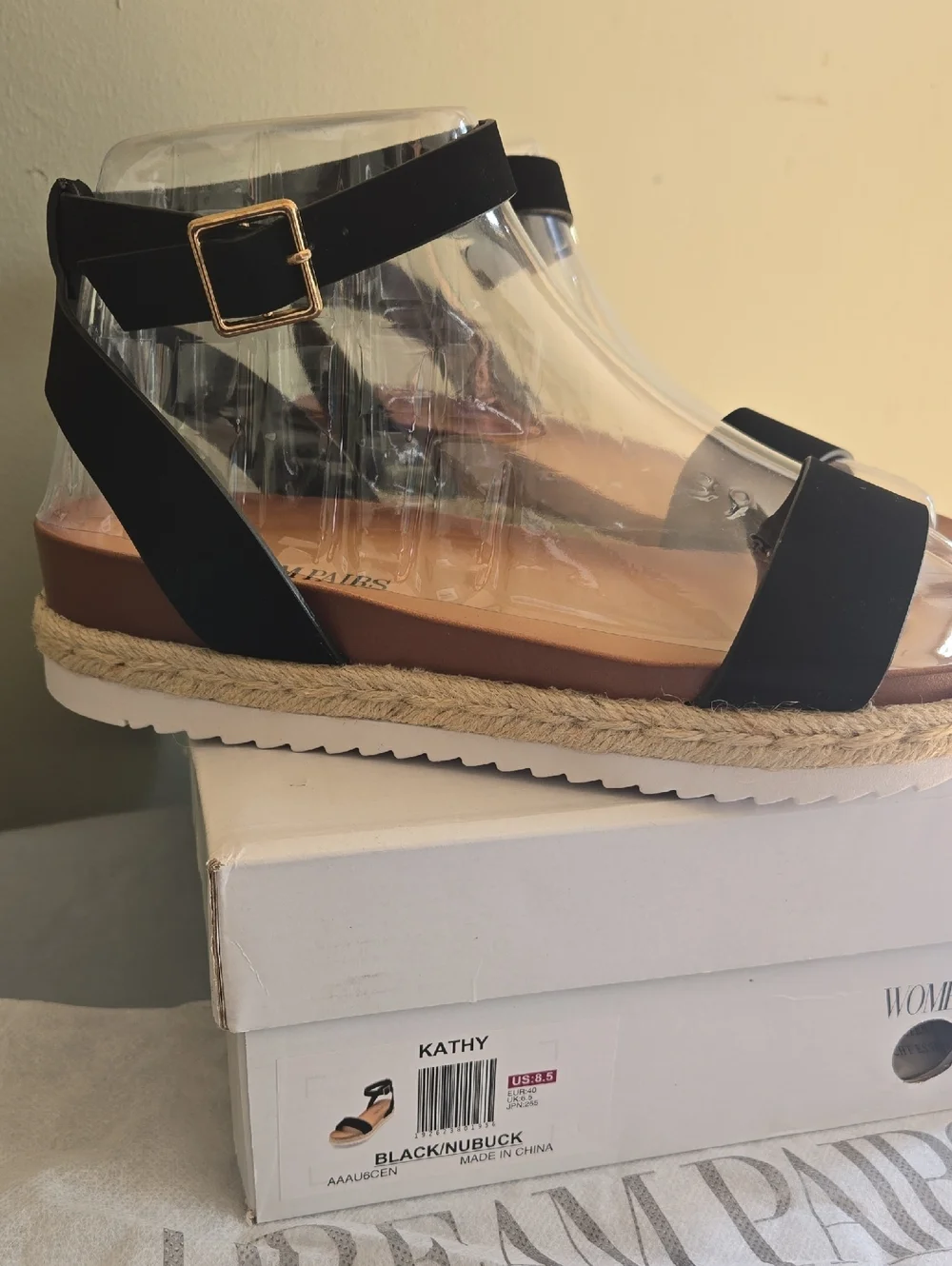 Dream Pairs Black Espadrille Ankle-Strap  Sandals Sz 8.5